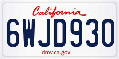 CA license plate 6WJD930