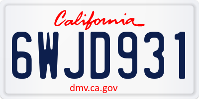 CA license plate 6WJD931