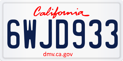 CA license plate 6WJD933