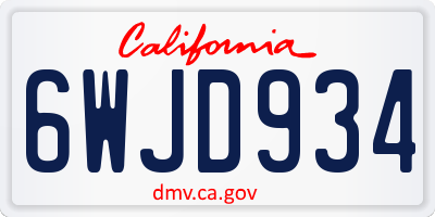 CA license plate 6WJD934