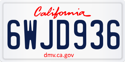 CA license plate 6WJD936