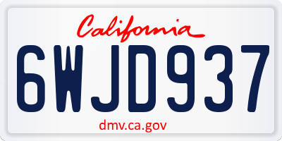 CA license plate 6WJD937