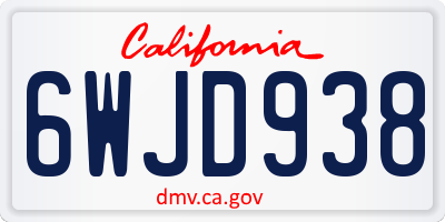 CA license plate 6WJD938