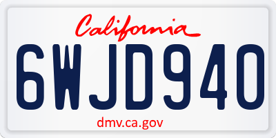 CA license plate 6WJD940