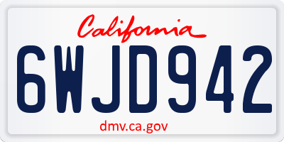CA license plate 6WJD942