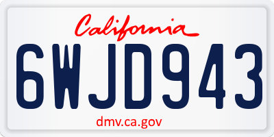 CA license plate 6WJD943