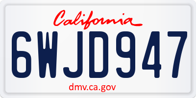 CA license plate 6WJD947