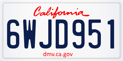 CA license plate 6WJD951