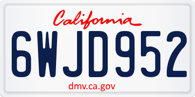 CA license plate 6WJD952