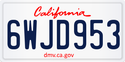 CA license plate 6WJD953