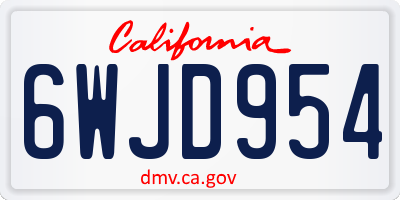 CA license plate 6WJD954
