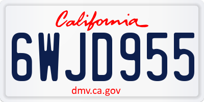 CA license plate 6WJD955