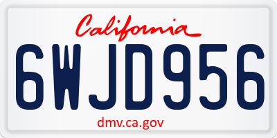 CA license plate 6WJD956