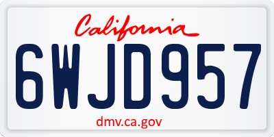 CA license plate 6WJD957