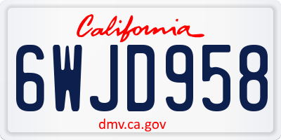 CA license plate 6WJD958