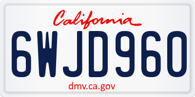 CA license plate 6WJD960
