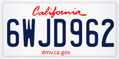 CA license plate 6WJD962