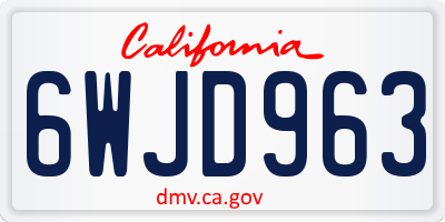 CA license plate 6WJD963