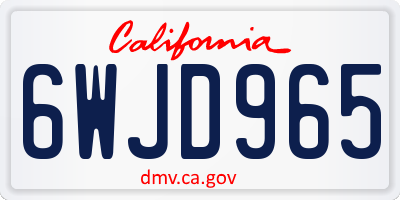 CA license plate 6WJD965