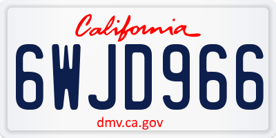 CA license plate 6WJD966