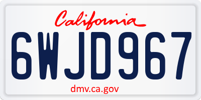 CA license plate 6WJD967