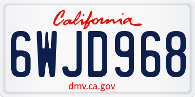 CA license plate 6WJD968