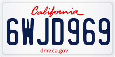CA license plate 6WJD969