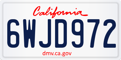 CA license plate 6WJD972