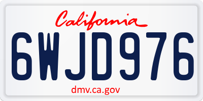 CA license plate 6WJD976