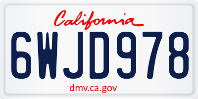 CA license plate 6WJD978