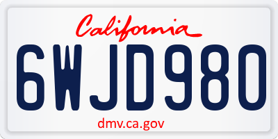 CA license plate 6WJD980