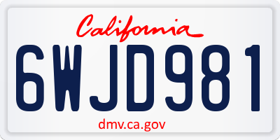 CA license plate 6WJD981
