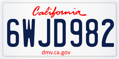 CA license plate 6WJD982