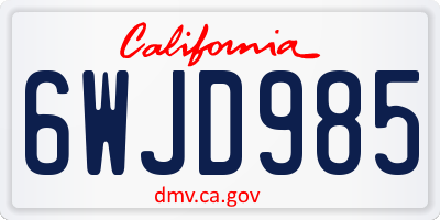 CA license plate 6WJD985