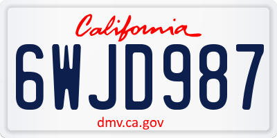 CA license plate 6WJD987