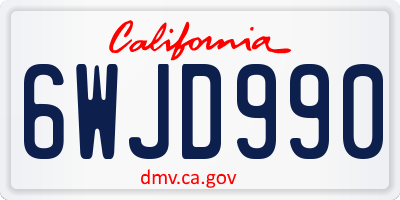 CA license plate 6WJD990