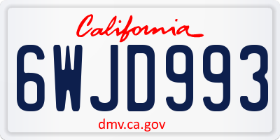 CA license plate 6WJD993