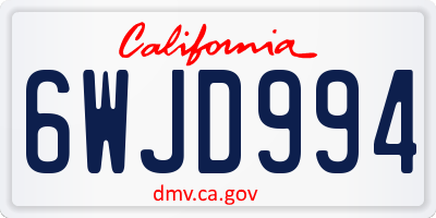 CA license plate 6WJD994