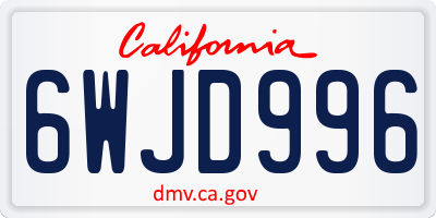 CA license plate 6WJD996