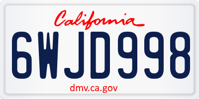 CA license plate 6WJD998