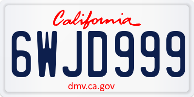 CA license plate 6WJD999