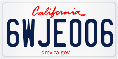 CA license plate 6WJE006