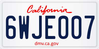 CA license plate 6WJE007