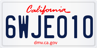 CA license plate 6WJE010