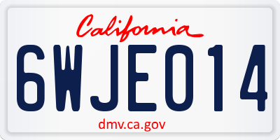 CA license plate 6WJE014