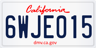 CA license plate 6WJE015
