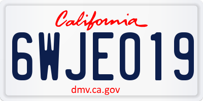 CA license plate 6WJE019