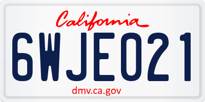 CA license plate 6WJE021