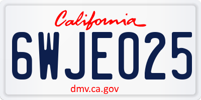 CA license plate 6WJE025