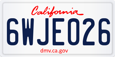 CA license plate 6WJE026